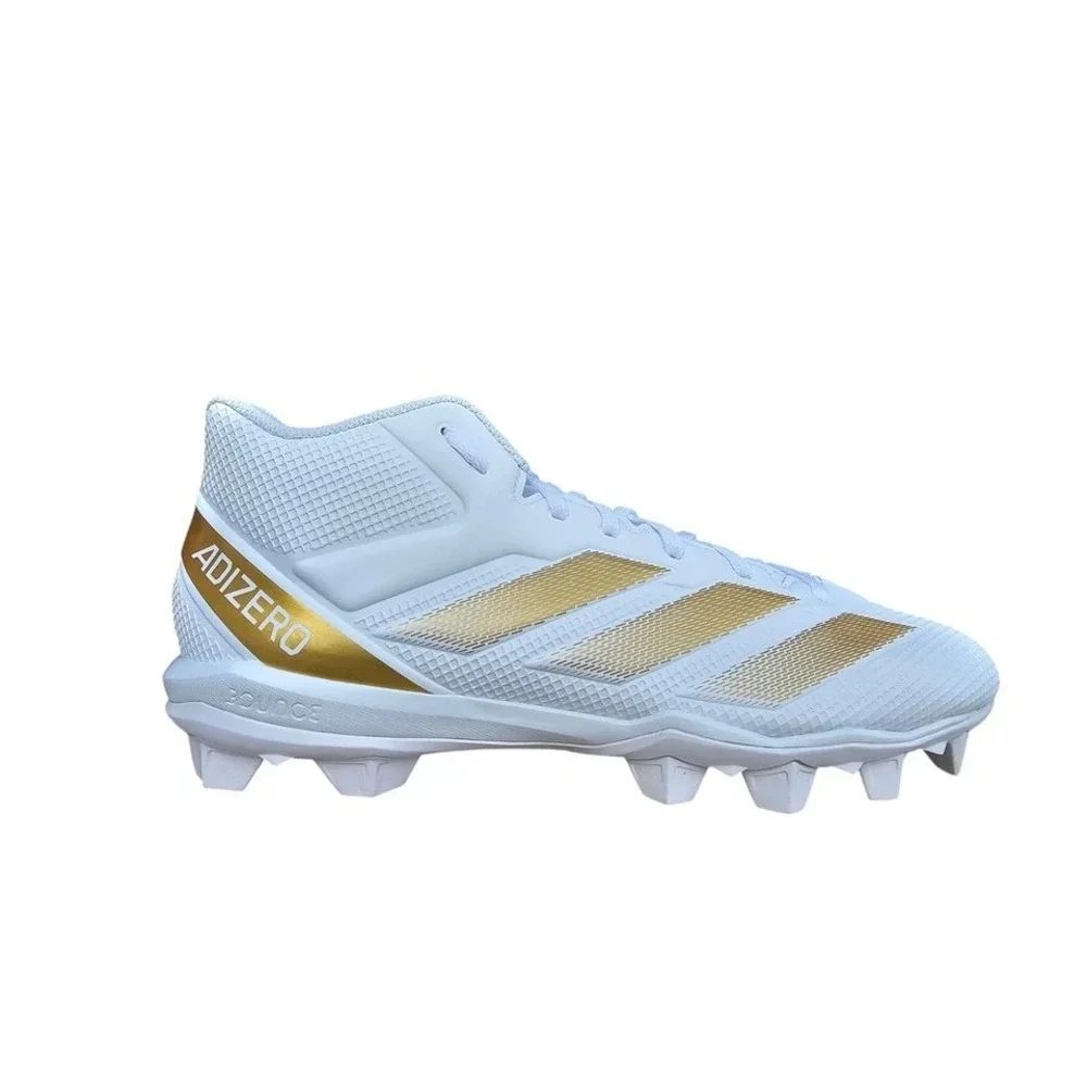 NEW! Adidas Adizero Impact.2 Men Wite/ Gold Football Cleats Sz 12 IF5106